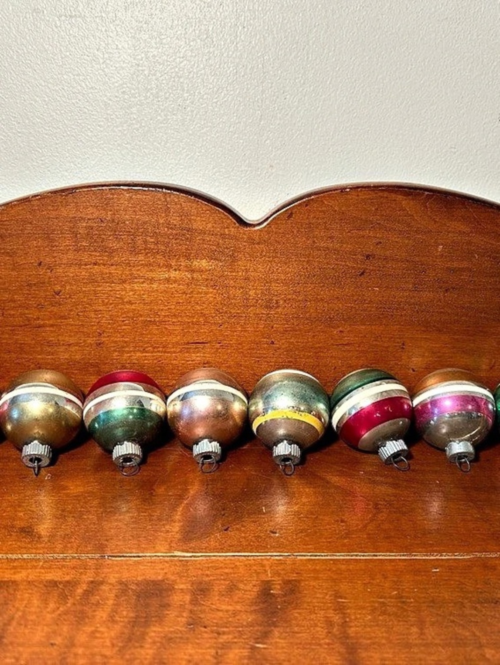 Lot of 10 Vintage Christmas Ornaments Painted Round 1.75” wide x 2.25” tall
